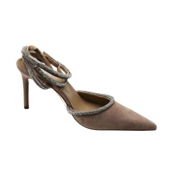 Vhny Womens Claudia Suede Pointed Toe Rhinestone Ankle Strap Wrap Heels Womens - Picture 2 of 16